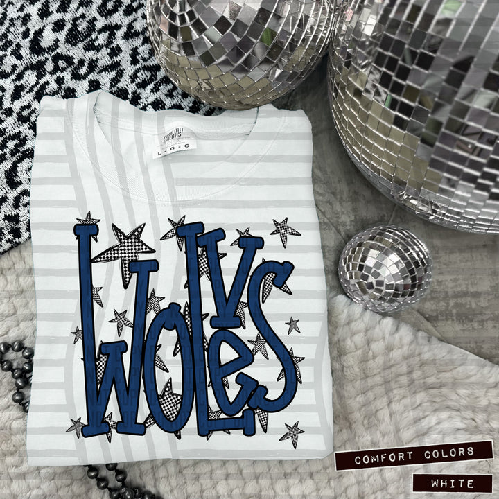 Navy Staggered DTF Print