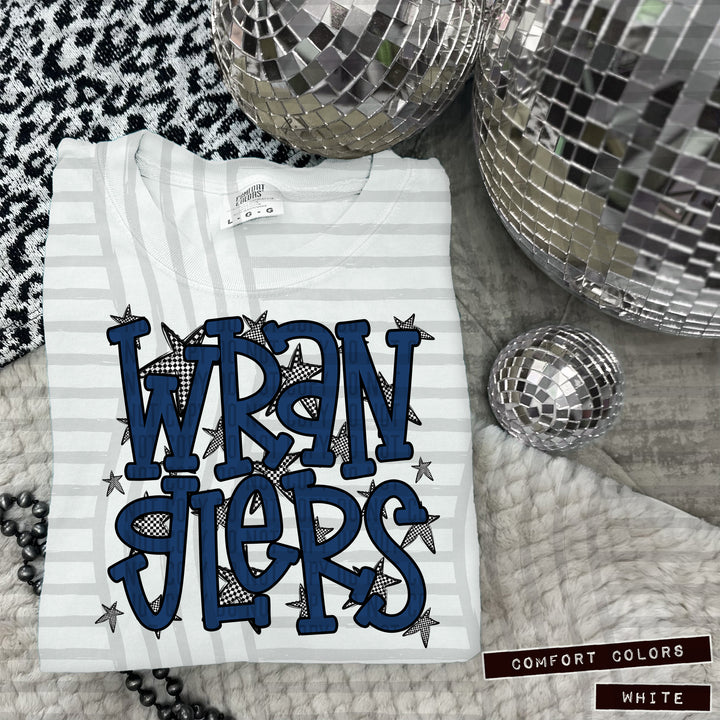 Navy Staggered DTF Print