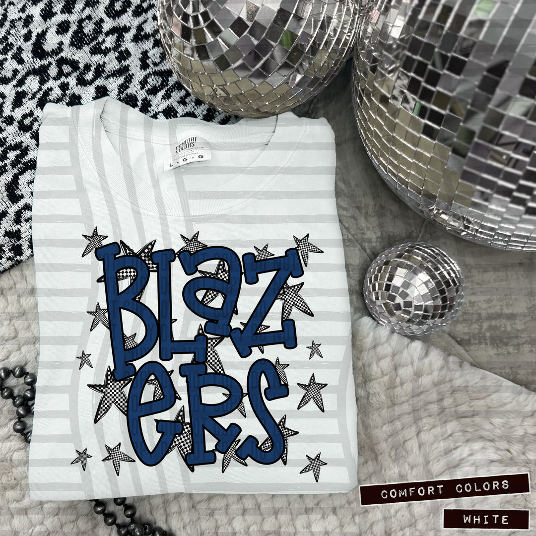 Navy Staggered DTF Print