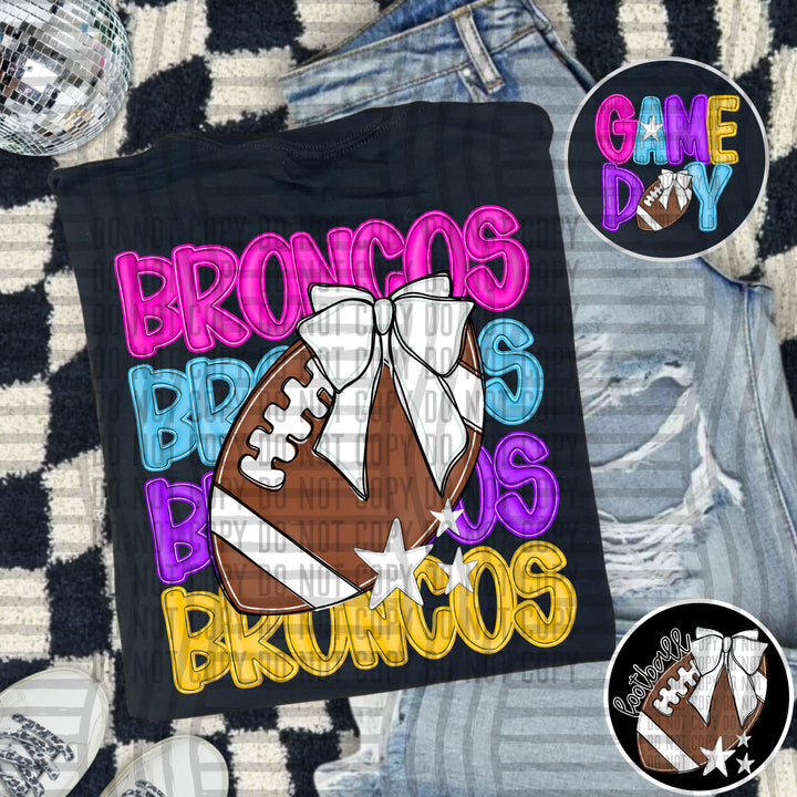 Bright And Preppy Football Stacked DTF Print