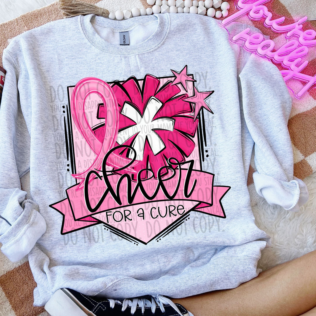 Pink Cheer For A Cure Badge DTF Print