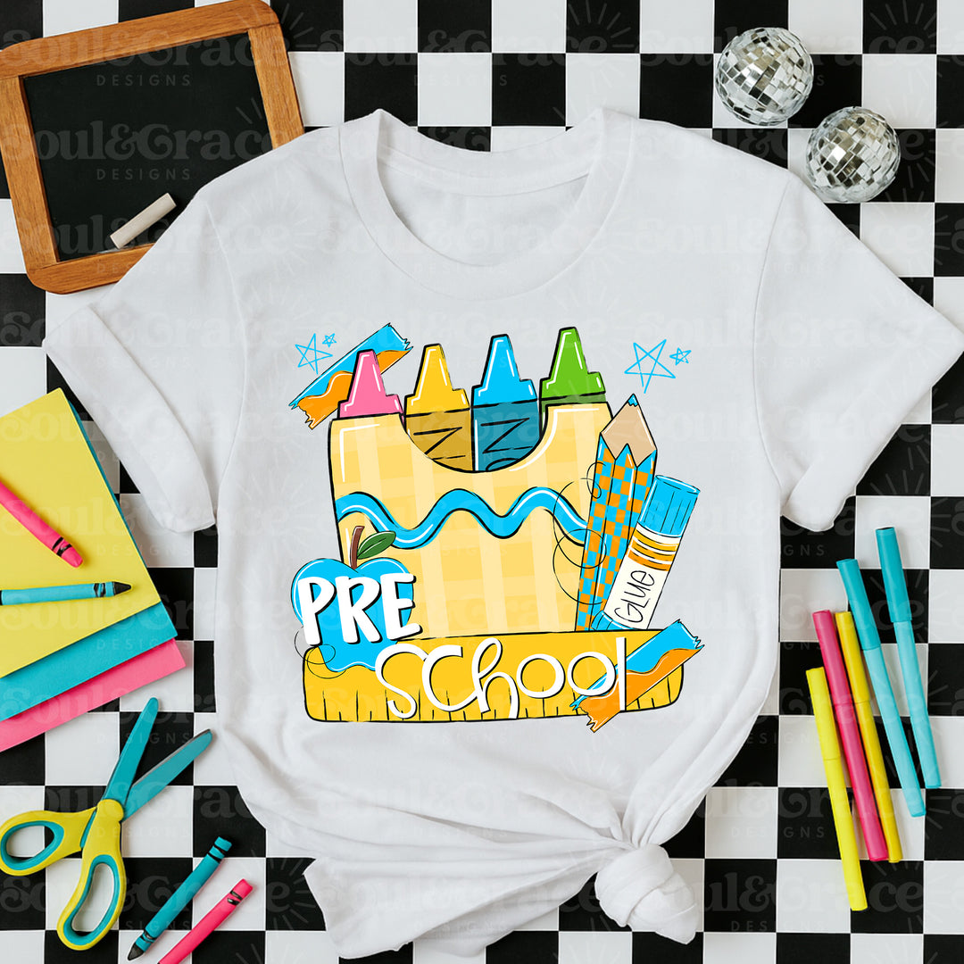 Back To School Pink And Blue DTF Print