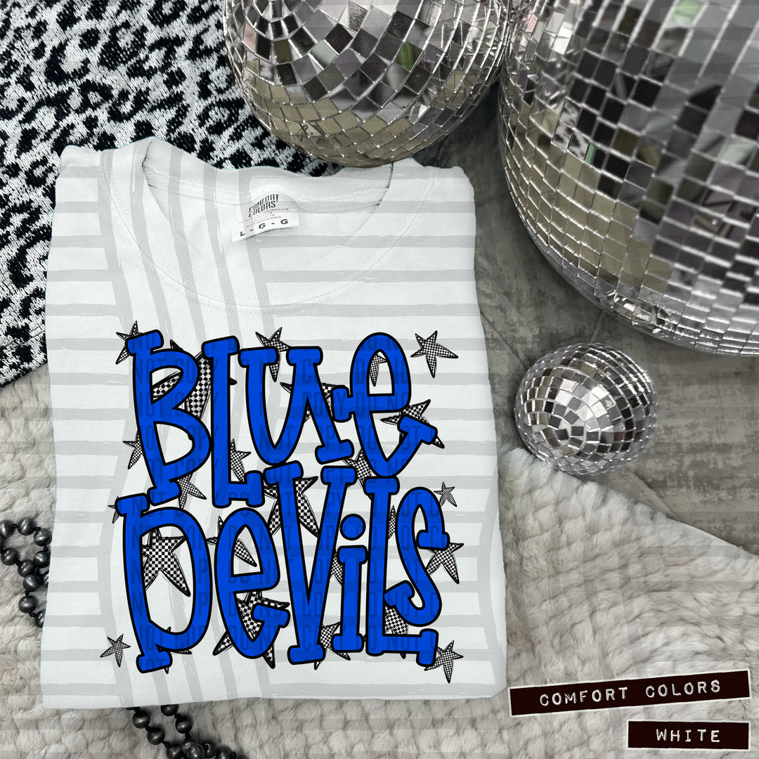 Blue Staggered DTF Print