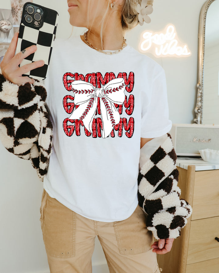 Baseball Bow With Names DTF Print