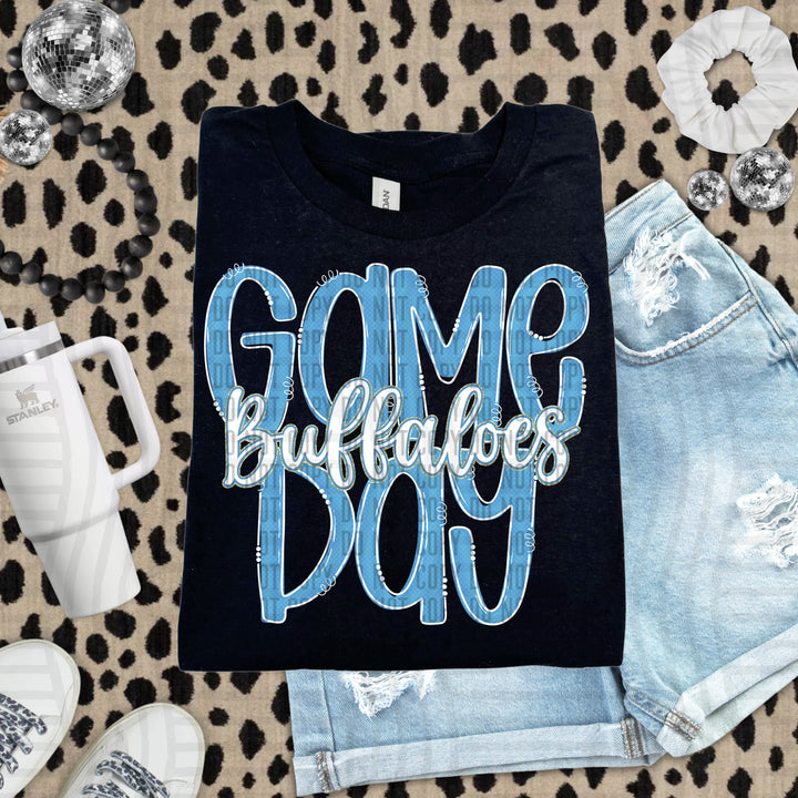 Doodle Gameday Light Blue DTF Print