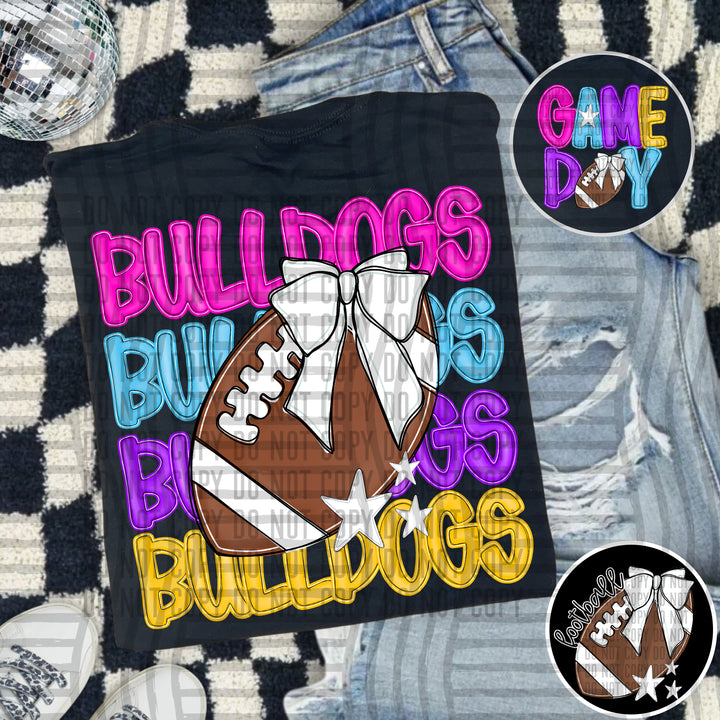 Bright And Preppy Football Stacked DTF Print