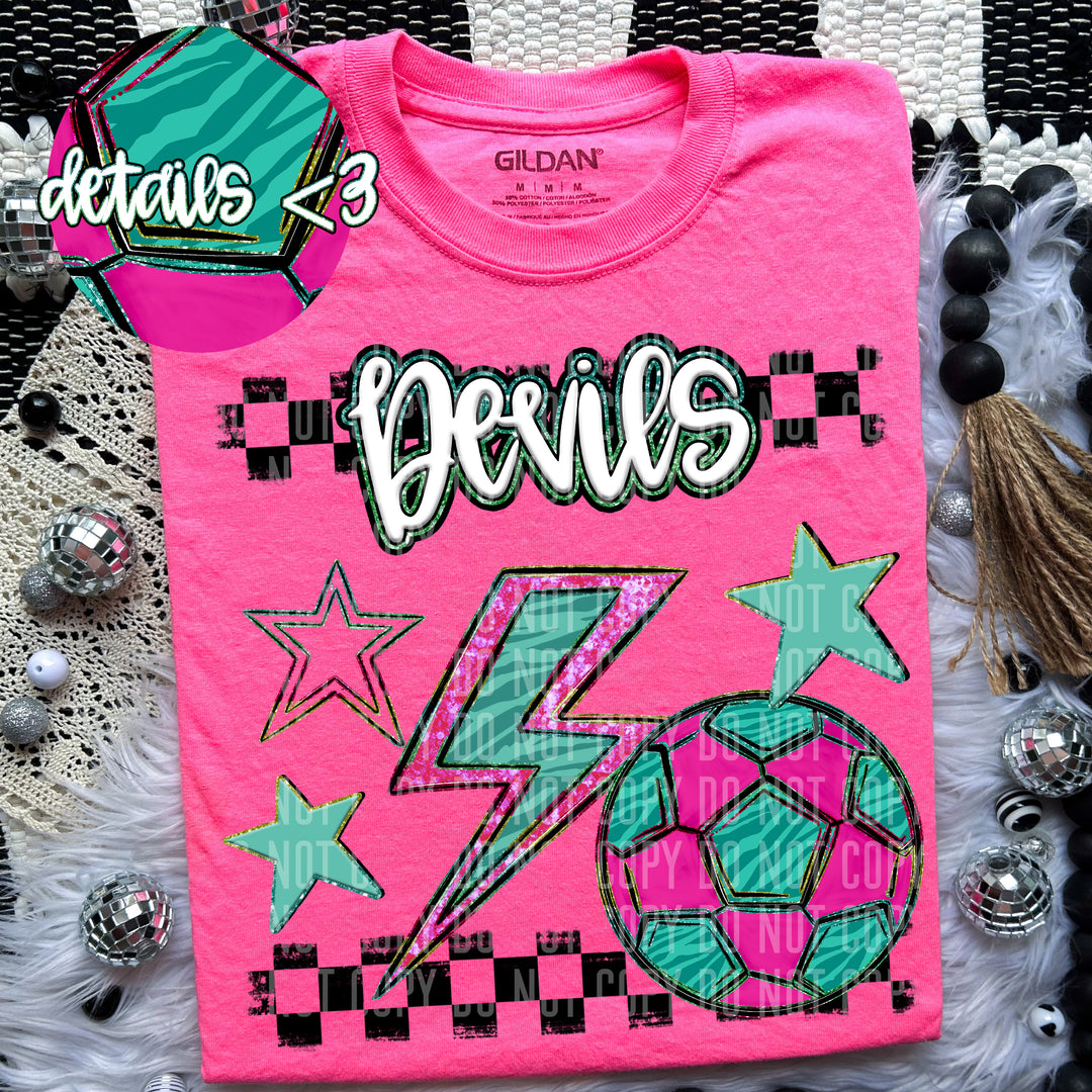 Rainbow Soccer Bolts DTF Print