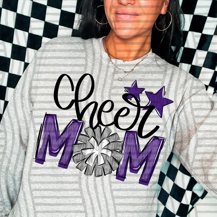 Sports Mom Cheer Silver DTF Print