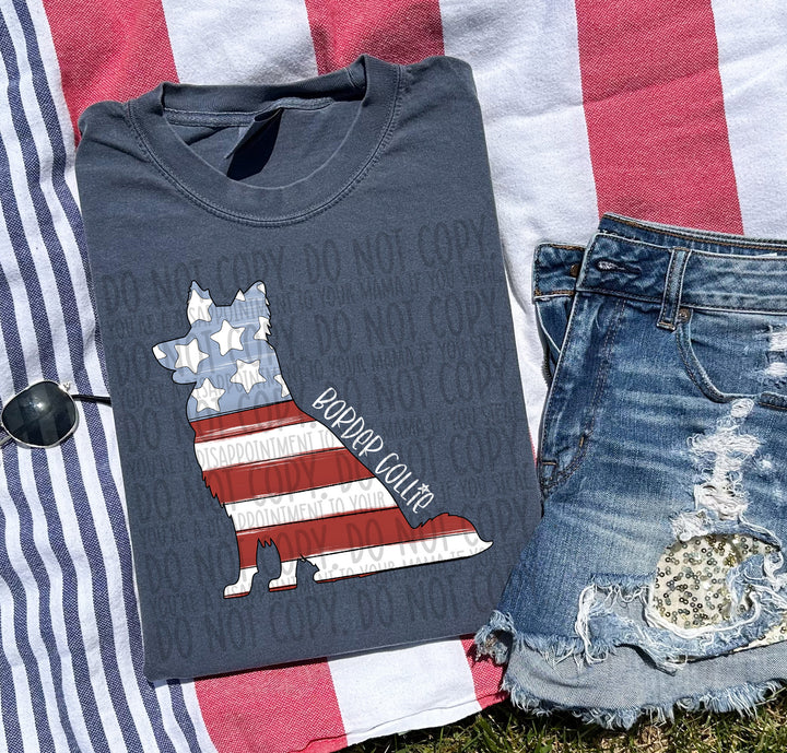 Patriotic Dog Designs White Text DTF Print