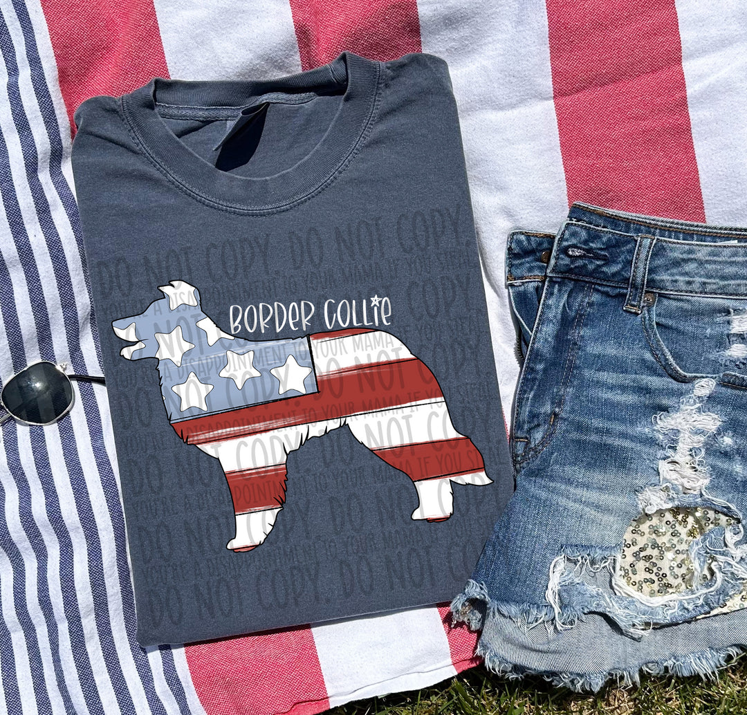 Patriotic Dog Designs White Text DTF Print