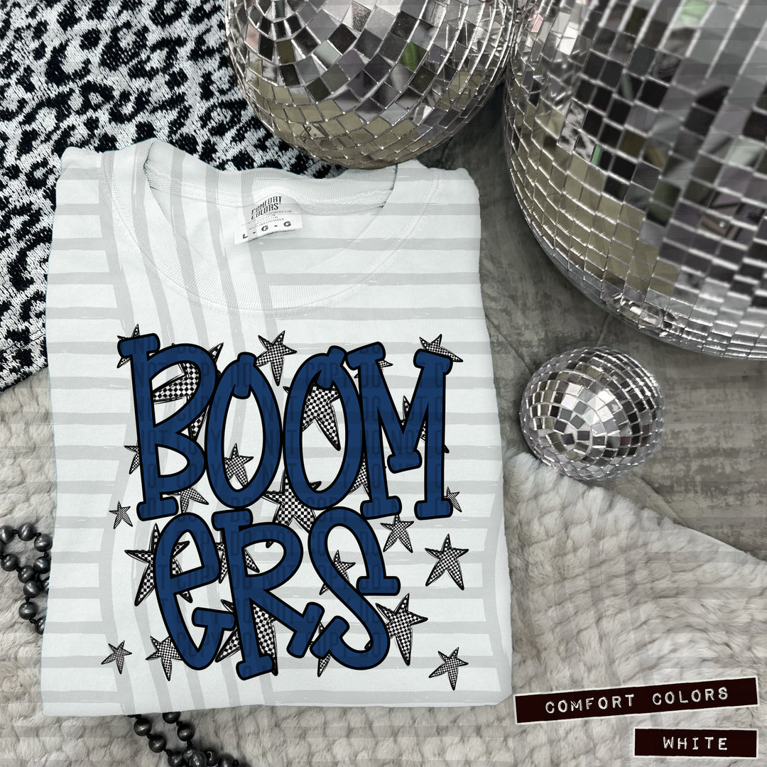 Navy Staggered DTF Print