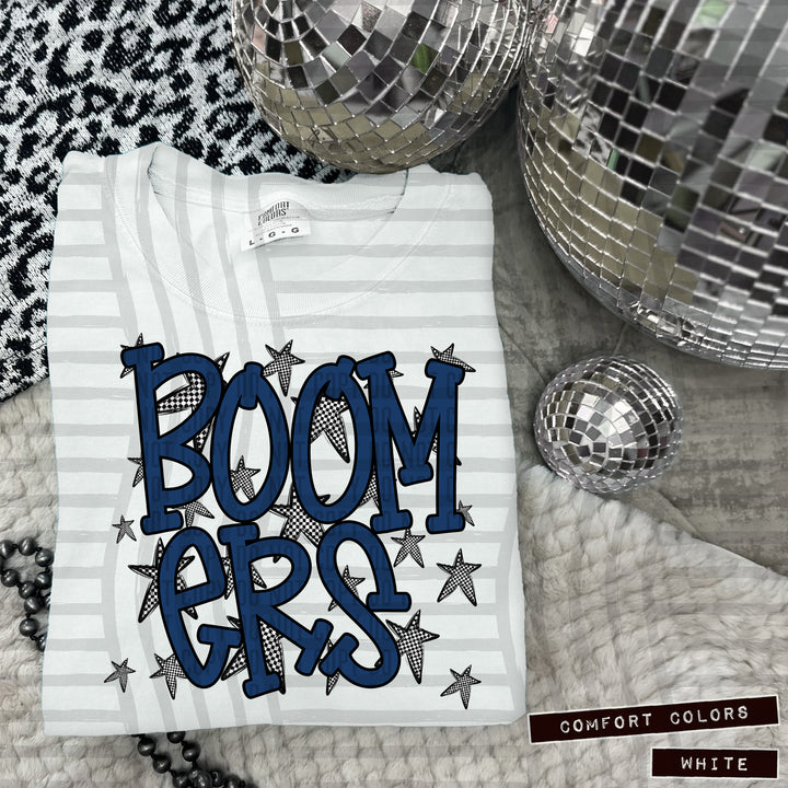 Navy Staggered DTF Print