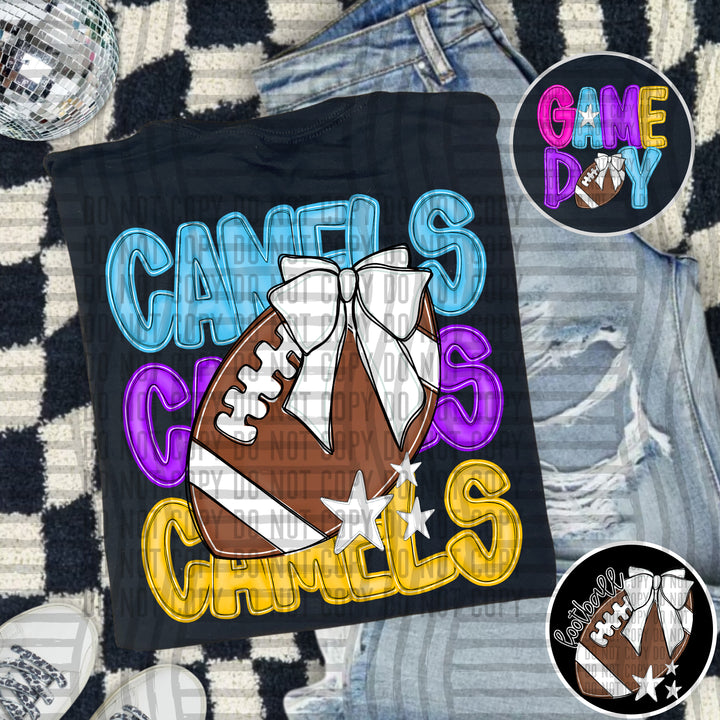 Bright And Preppy Football Stacked DTF Print