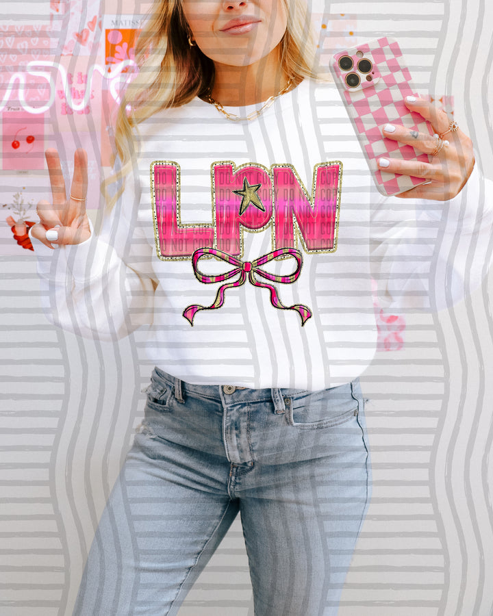 Pink Bow Occupations/Names DTF Print
