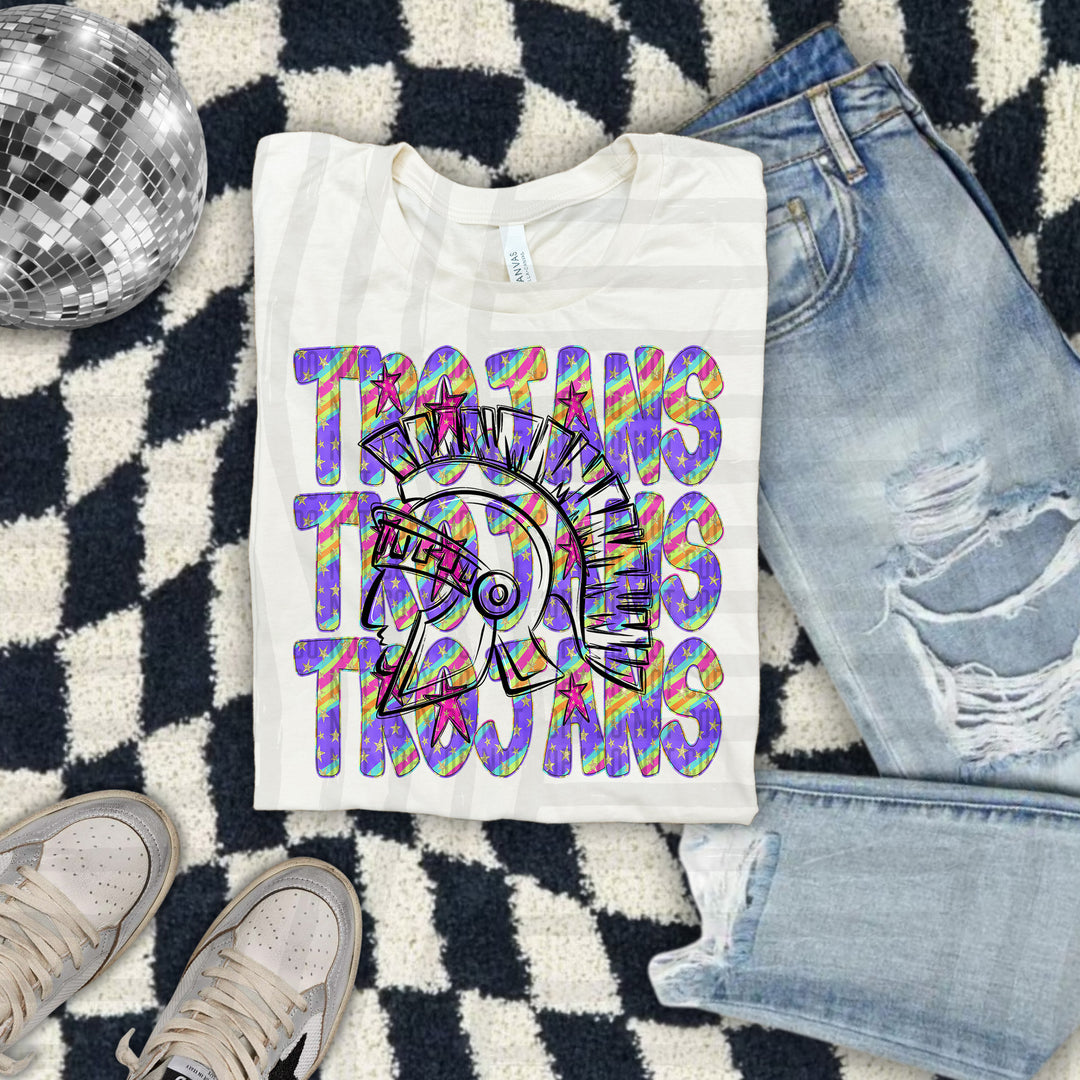 Rainbow Swirl Mascot Outlines DTF Print