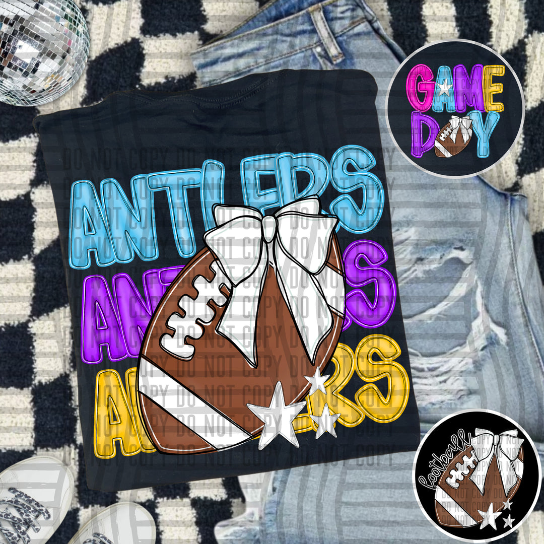 Bright And Preppy Football Stacked DTF Print