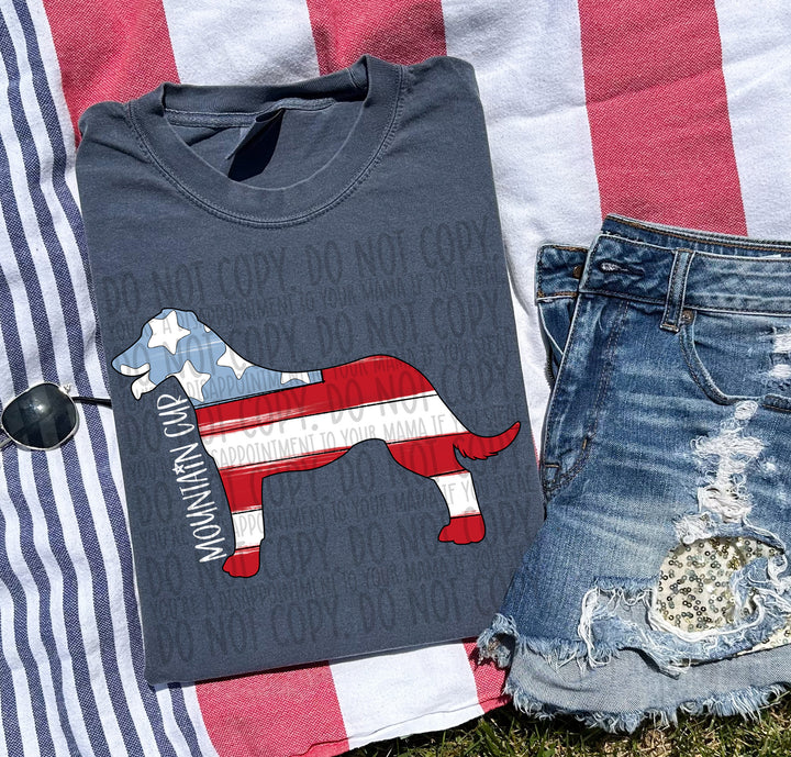 Patriotic Dog Designs White Text DTF Print
