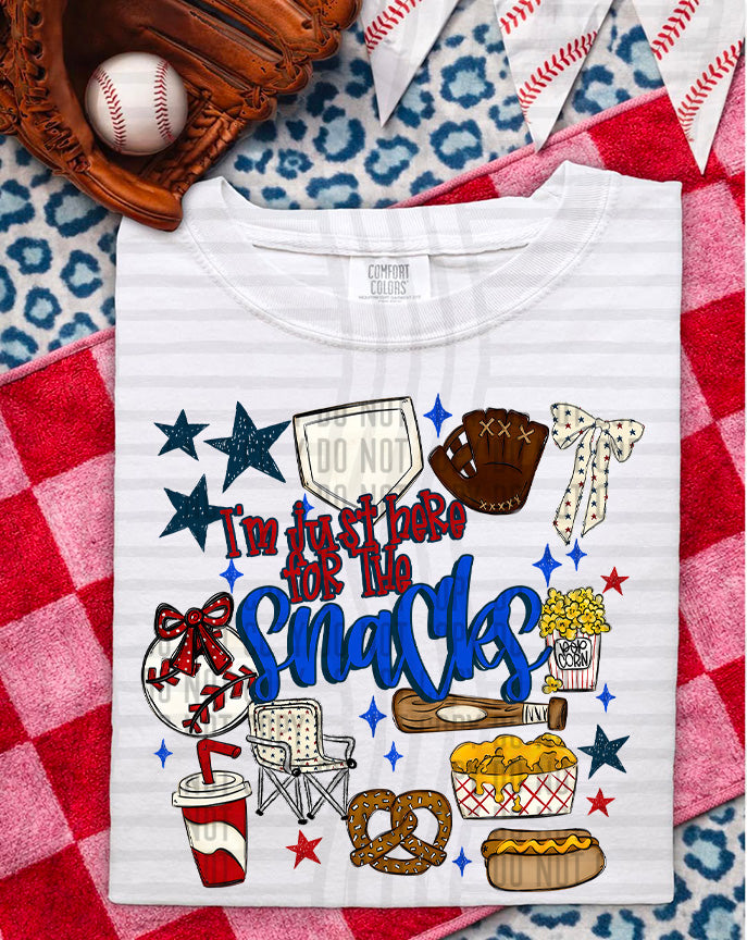 I’m Just Here For The Snacks Baseball DTF Print
