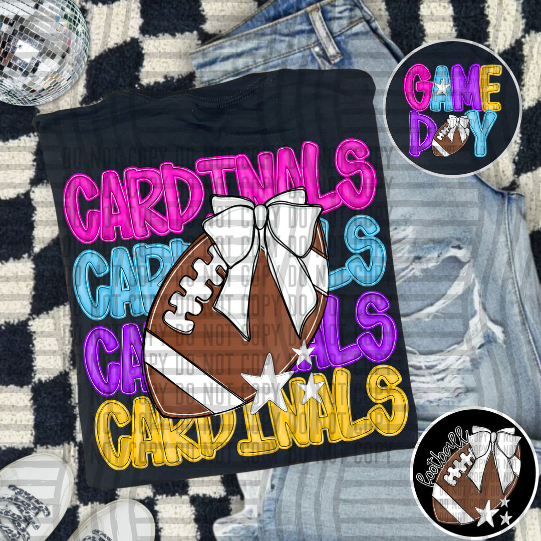 Bright And Preppy Football Stacked DTF Print