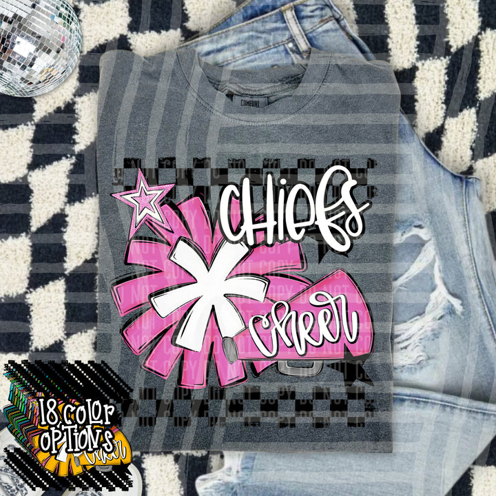 Cheer Pom With Names Pink DTF Print