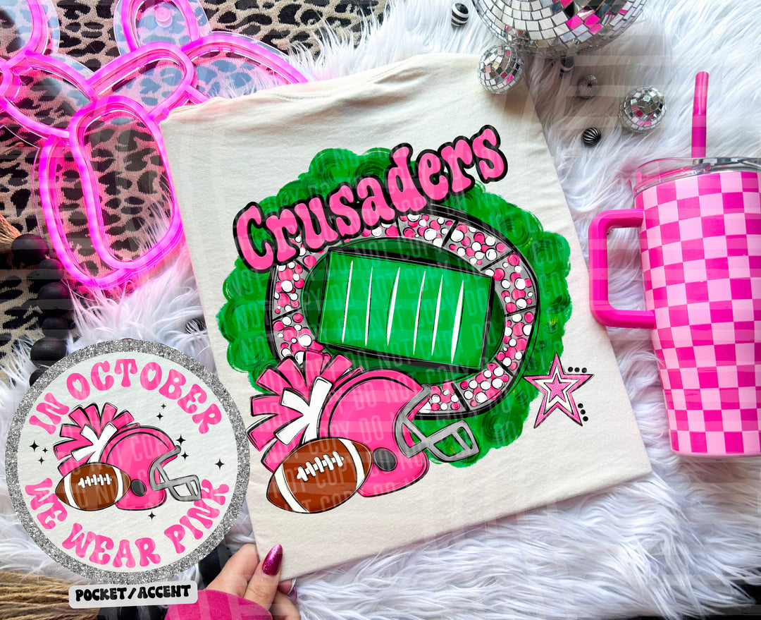 In October We Wear Pink- Football YOUTH DTF Print