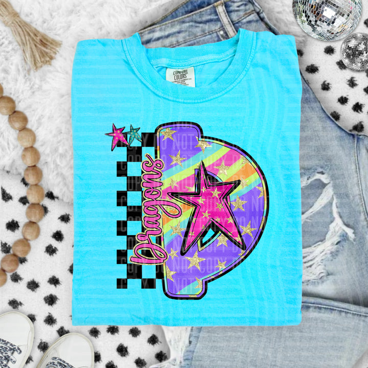 Rainbow Swirl Initials DTF Print