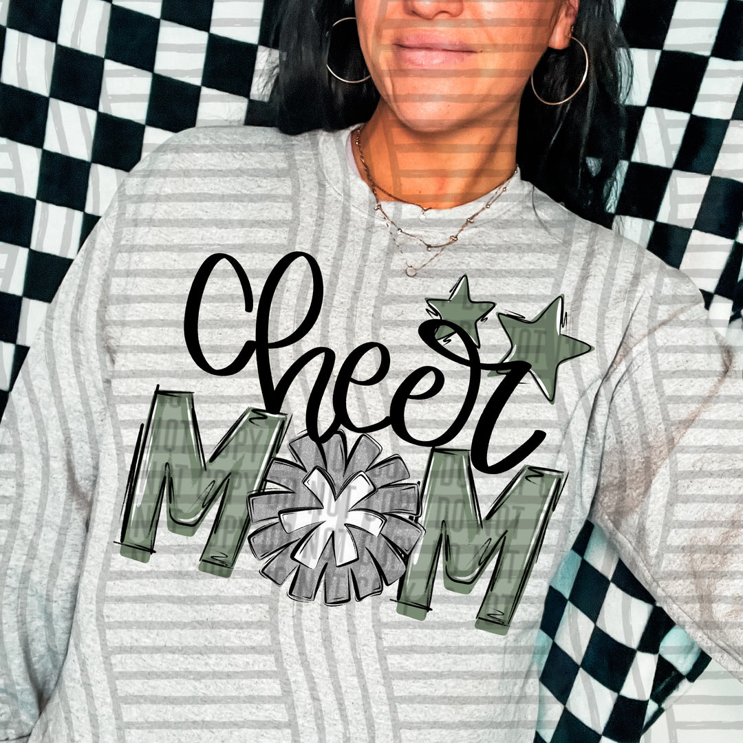Sports Mom Cheer Silver DTF Print