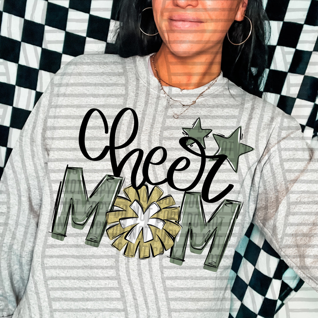 Sports Mom Cheer Gold DTF Print