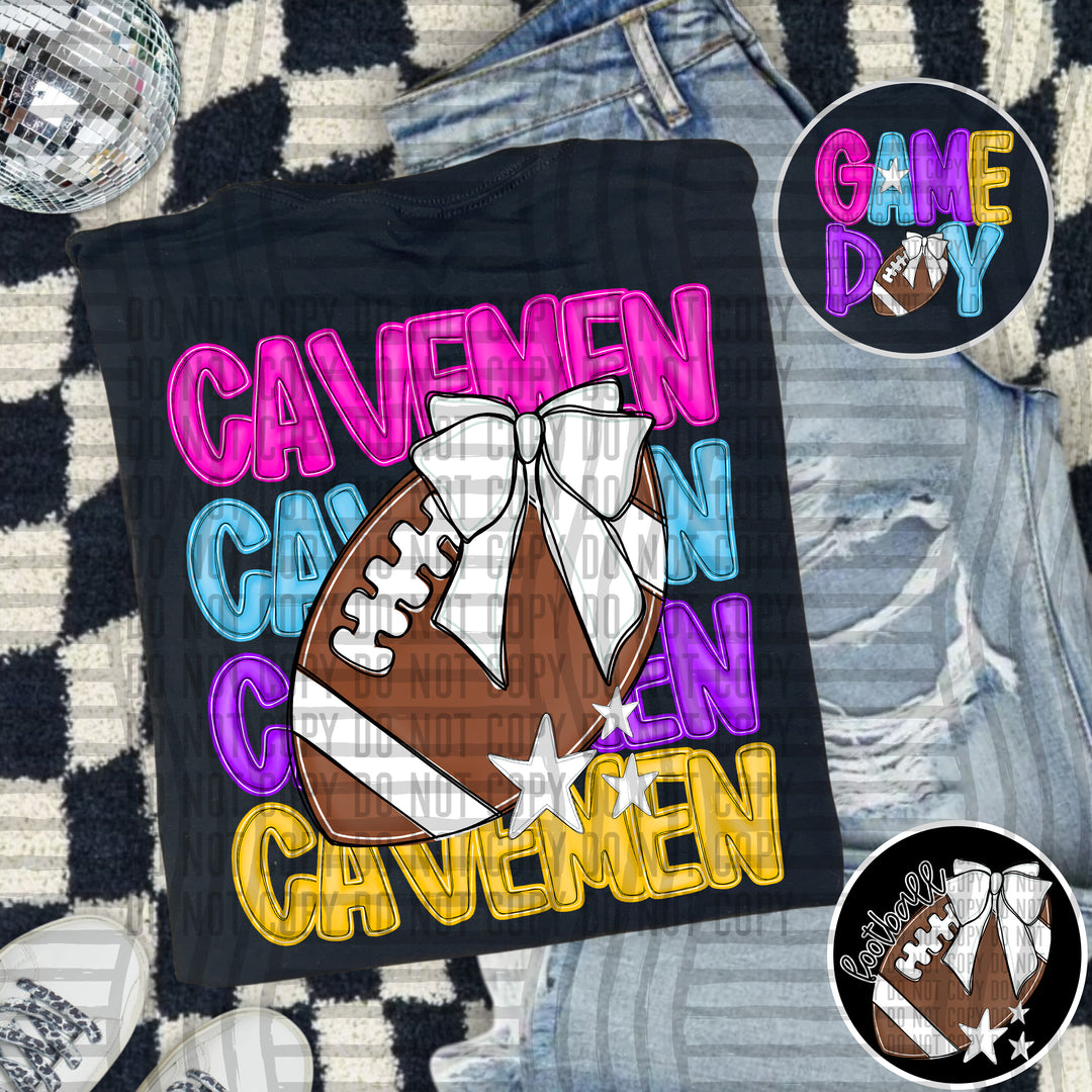 Bright And Preppy Football Stacked DTF Print