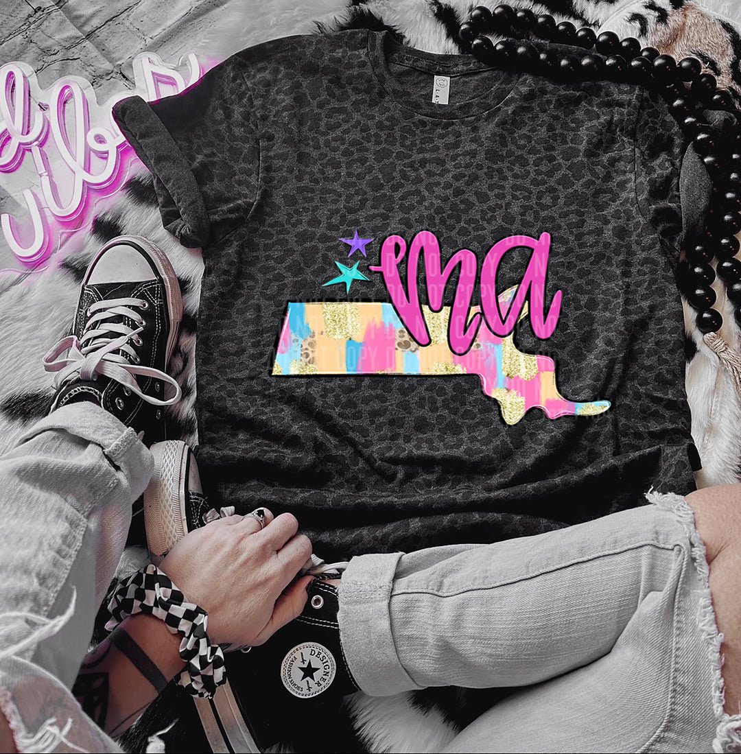 Preppy Bright Brushstroke States DTF Print