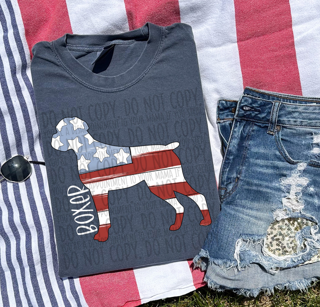 Patriotic Dog Designs White Text DTF Print