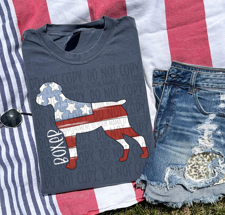 Patriotic Dog Designs White Text DTF Print