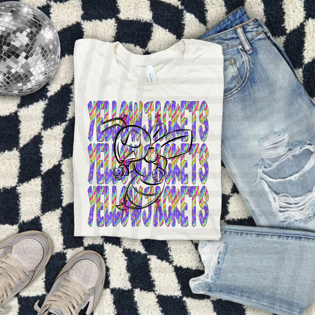 Rainbow Swirl Mascot Outlines DTF Print