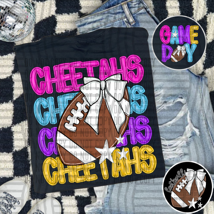 Bright And Preppy Football Stacked DTF Print