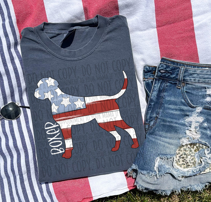 Patriotic Dog Designs White Text DTF Print