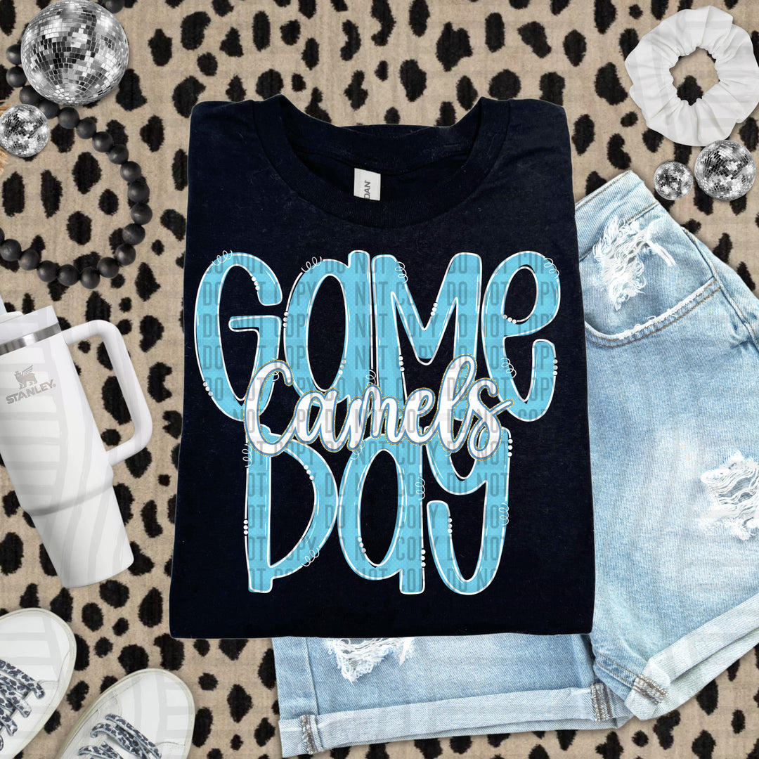 Doodle Gameday Bright Blue DTF Print