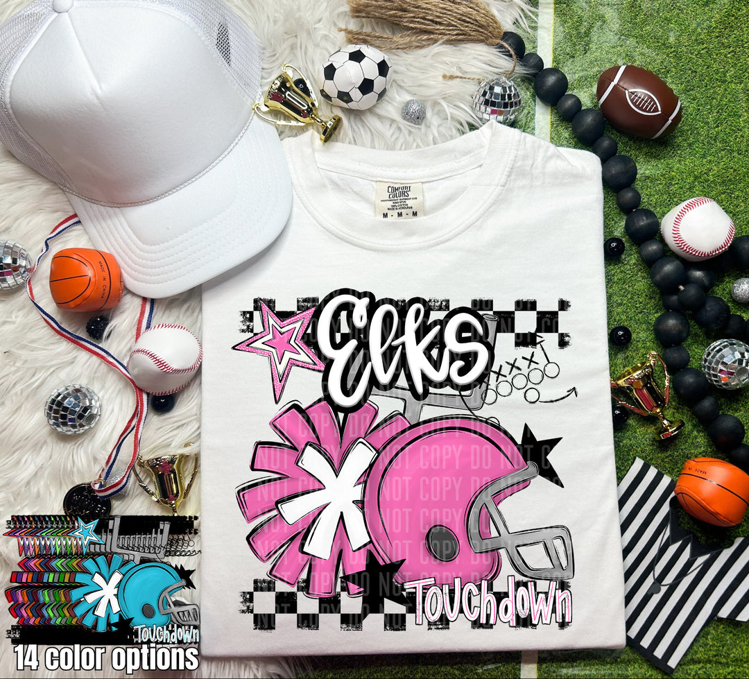 Helmet Pom Mascots Colors Lime DTF Print
