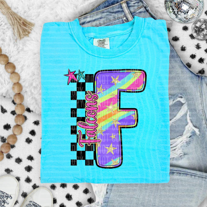 Rainbow Swirl Initials DTF Print