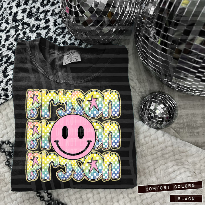 Pink Smiley Triple Stack DTF Print