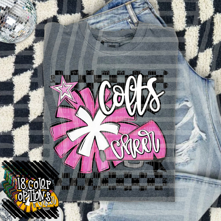Cheer Pom With Names Pink DTF Print
