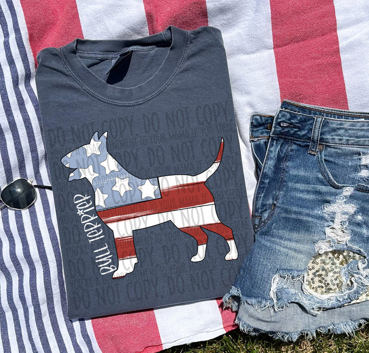 Patriotic Dog Designs White Text DTF Print