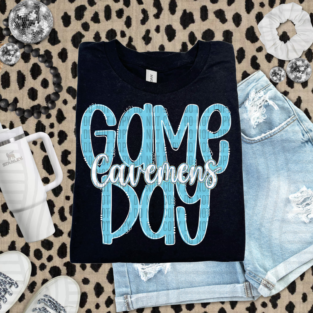 Doodle Gameday Bright Blue DTF Print