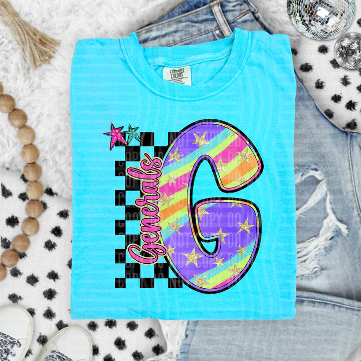 Rainbow Swirl Initials DTF Print