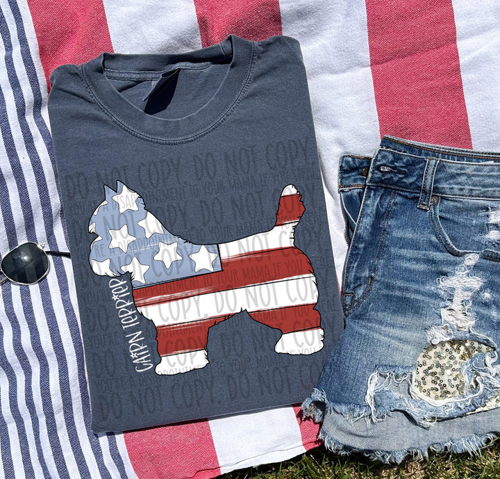 Patriotic Dog Designs White Text DTF Print