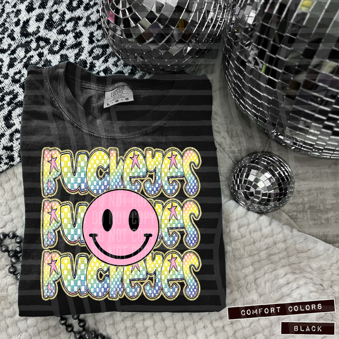 Pink Smiley Triple Stack DTF Print