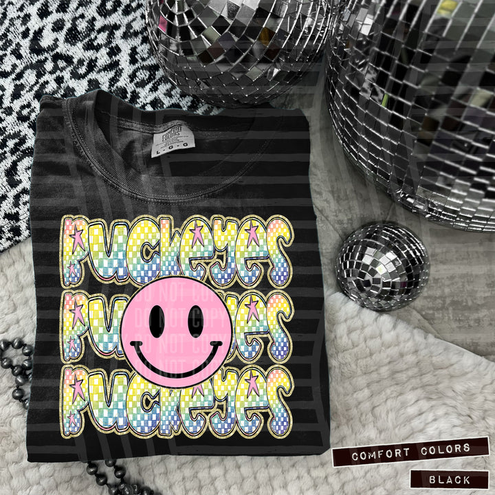 Pink Smiley Triple Stack DTF Print