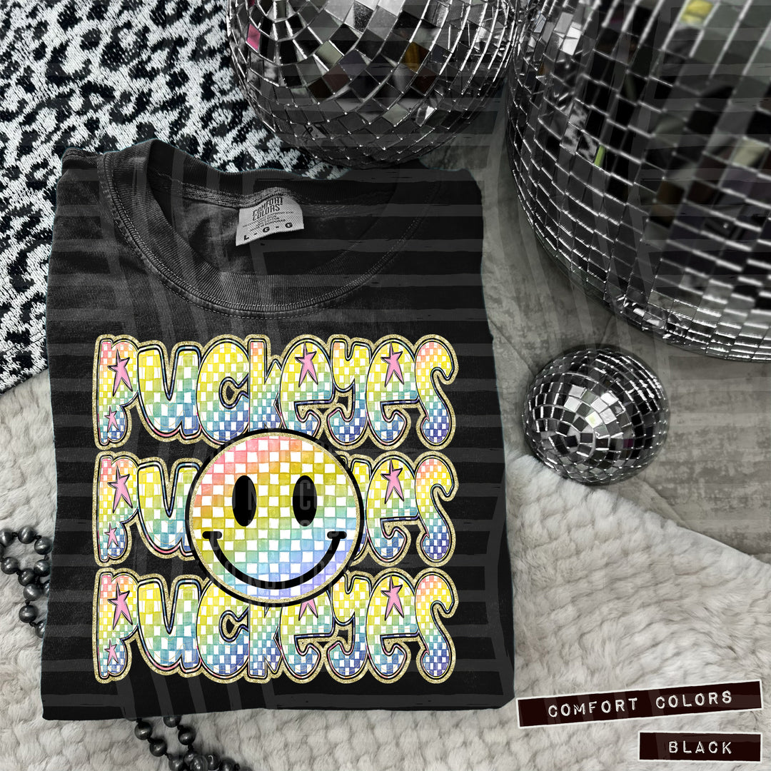 Rainbow Smiley Triple Stack DTF Print