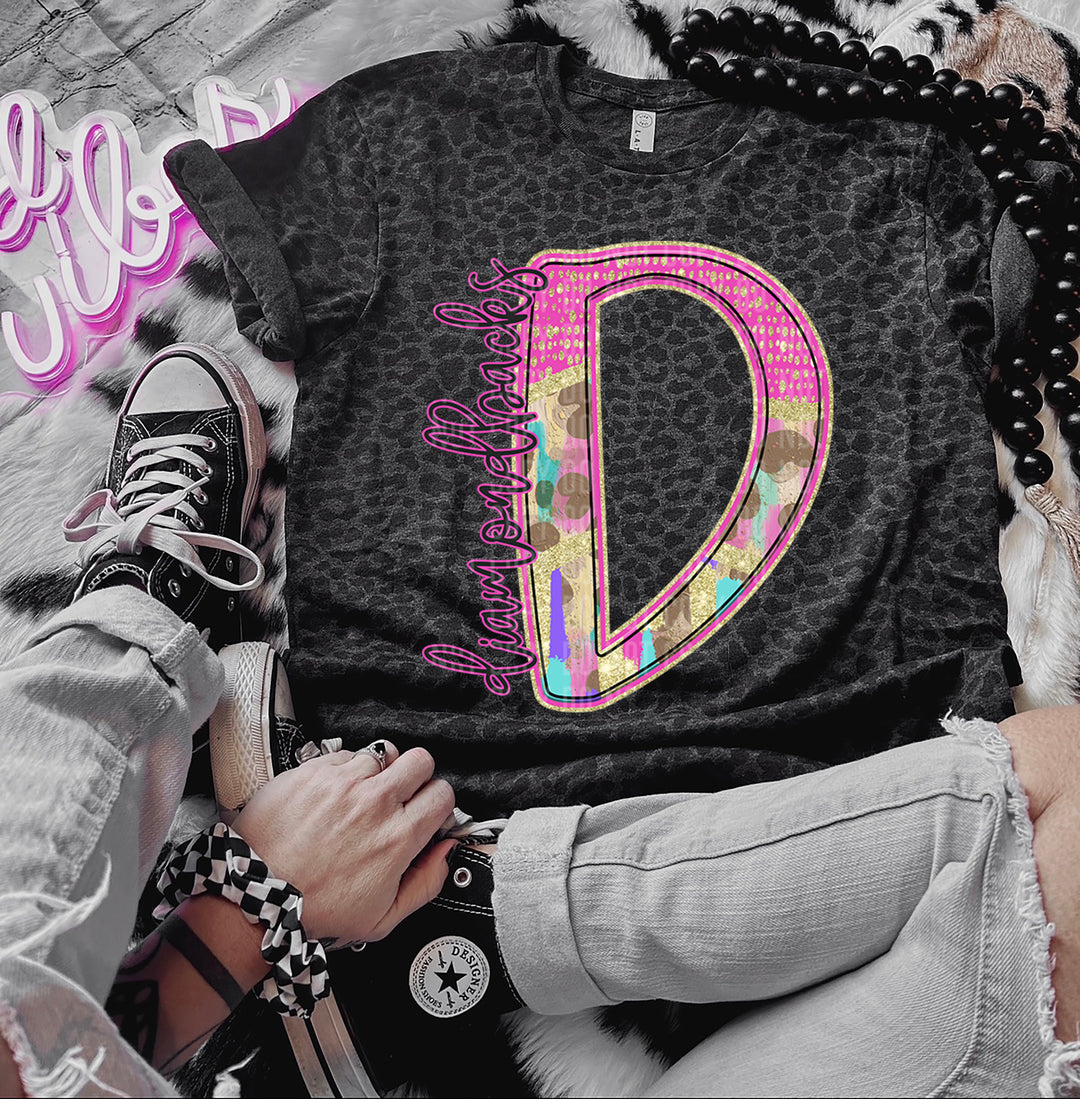 Rainbow Leopard Single Letters DTF Print