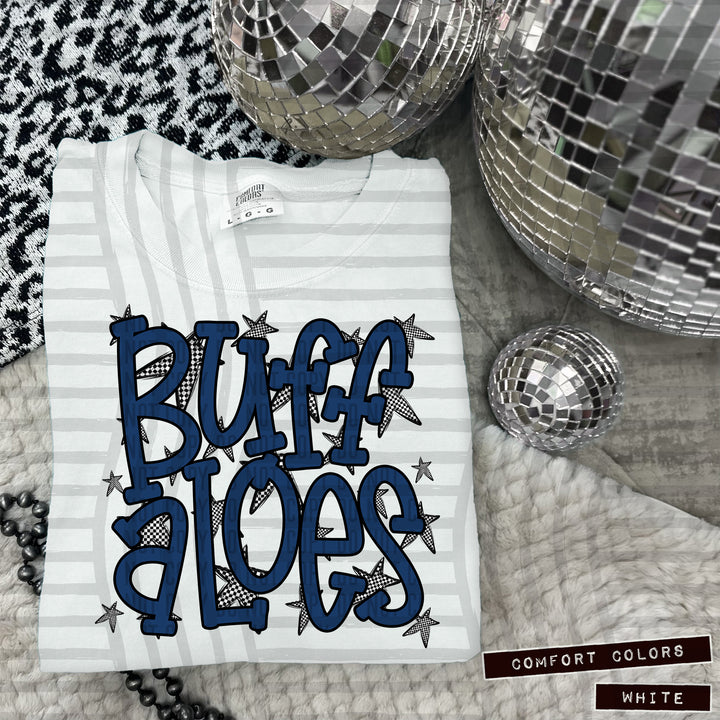 Navy Staggered DTF Print