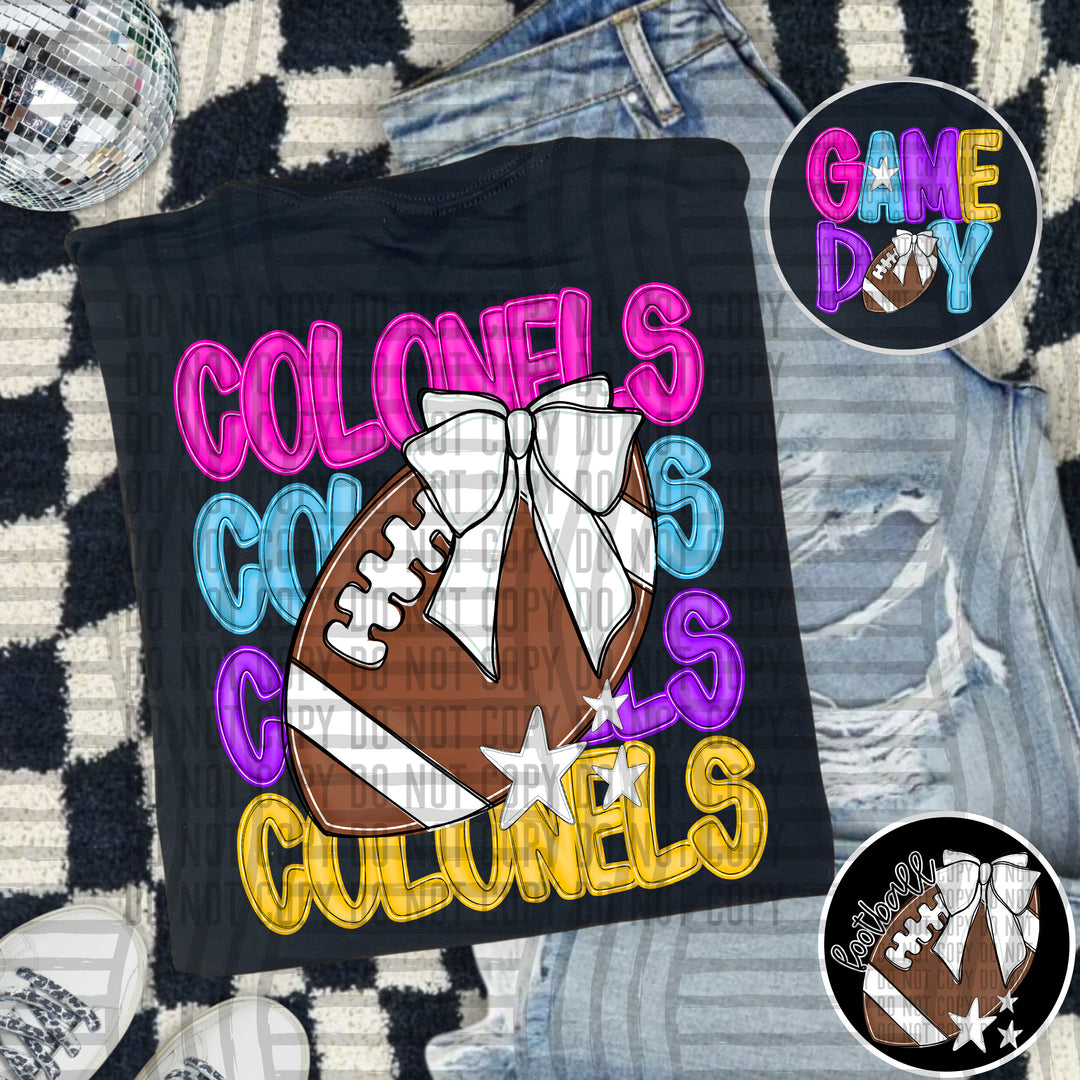 Bright And Preppy Football Stacked DTF Print